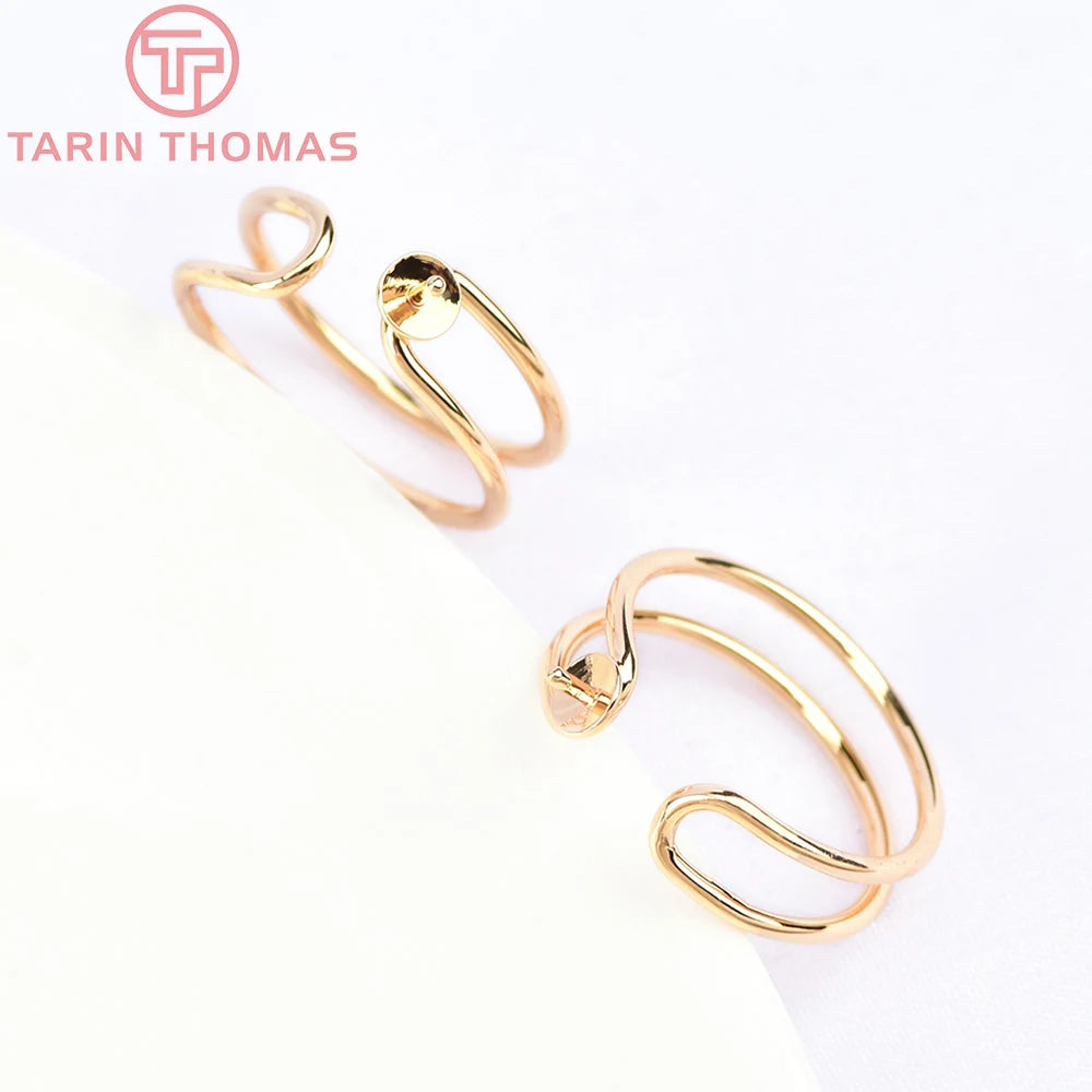 2PCS 20.5MM 24K Brass & Shell Adjustable Ring DIY Jewelry Findings