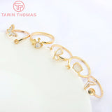 2PCS 20.5MM 24K Brass & Shell Adjustable Ring DIY Jewelry Findings