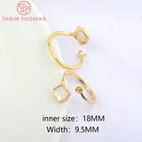 2PCS 20.5MM 24K Brass & Shell Adjustable Ring DIY Jewelry Findings