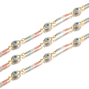 Copper Eyes Multicolor Beads Chain Diy Bracelet Making