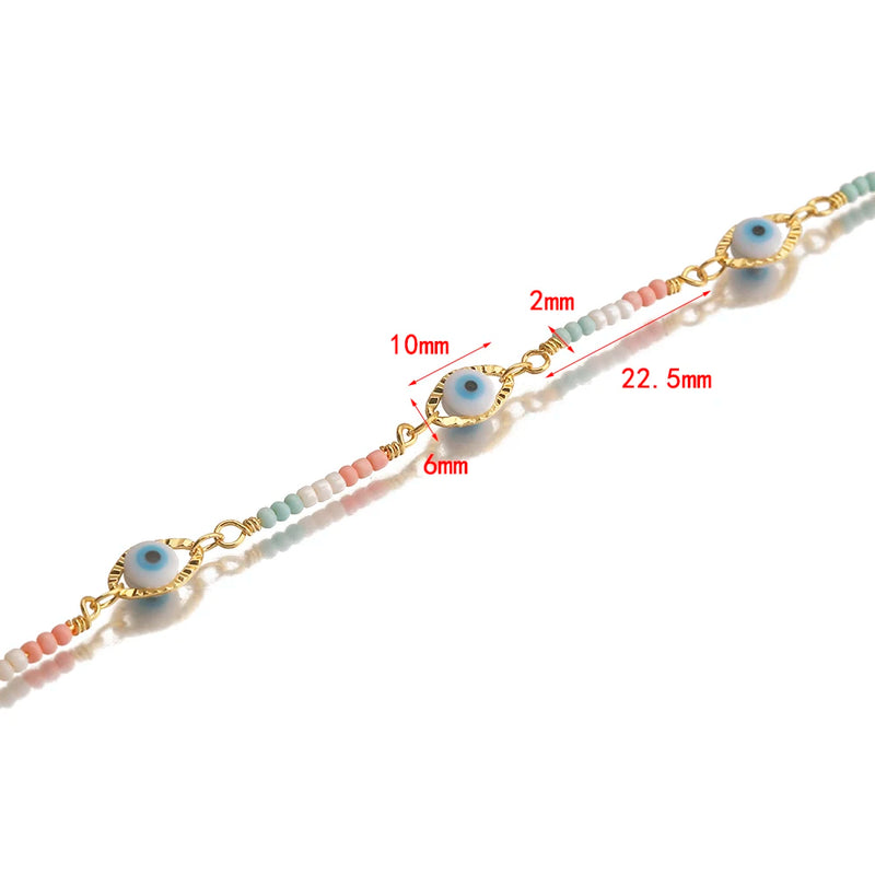 Copper Eyes Multicolor Beads Chain Diy Bracelet Making