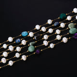 Stainless Steel Chain Natural Stones Beads Pearls Jewelry Making Gift