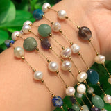 Stainless Steel Chain Natural Stones Beads Pearls Jewelry Making Gift