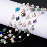Stainless Steel Chain Natural Stones Beads Pearls Jewelry Making Gift