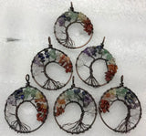 Natural Stone Aventurine 7 Chakra Tree of Life Pendant