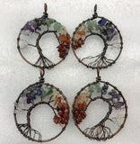 Natural Stone Aventurine 7 Chakra Tree of Life Pendant