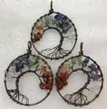 Natural Stone Aventurine 7 Chakra Tree of Life Pendant