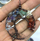 Natural Stone Aventurine 7 Chakra Tree of Life Pendant
