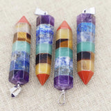 Rainbow 7 Chakras Stone Pendant Necklace Set