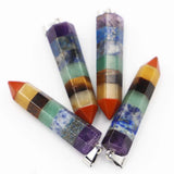 Rainbow 7 Chakras Stone Pendant Necklace Set