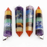 Rainbow 7 Chakras Stone Pendant Necklace Set