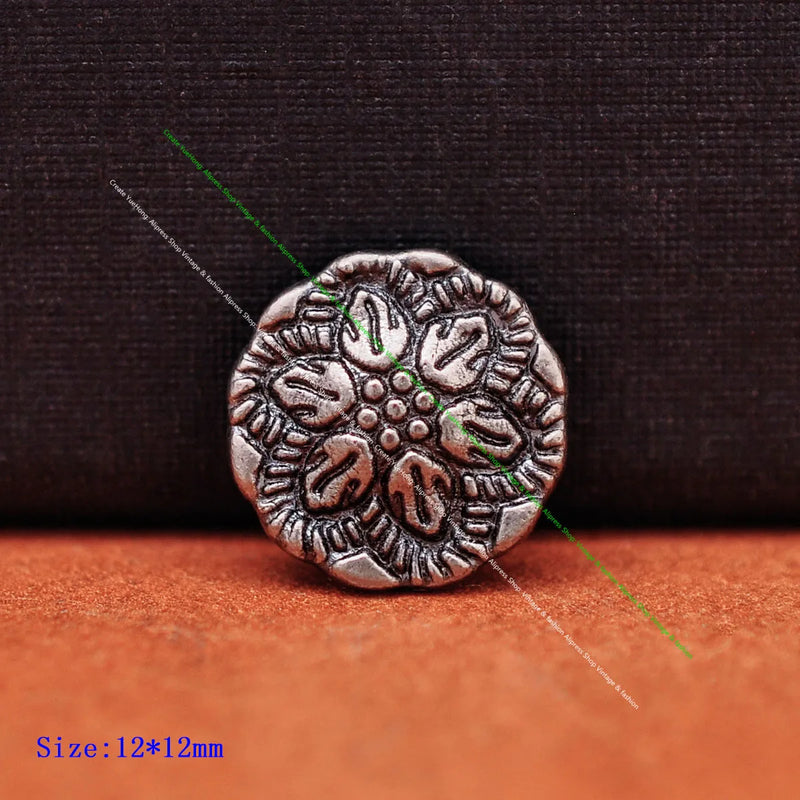 50PC 12mm Antique Silver Flower Rivet Stud Leathercraft Hardware