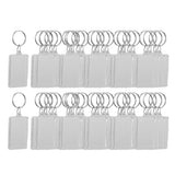 50PC Acrylic Metal Rectangle Key Ring Blank Photo Frame