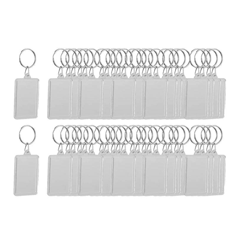 50PC Acrylic Metal Rectangle Key Ring Blank Photo Frame