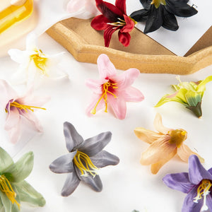 50PC Silk Lily Artificial Flowers for Craft Scrapbook Diy Candy Box Wedding Part
