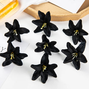 50PC Silk Lily Artificial Flowers for Craft Scrapbook Diy Candy Box Wedding Part
