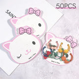 50PC5 Cardboard Hair Accessories Headwear Powder Cat Hair Rope Rubber Band