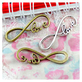 50PCS Antique Silver Plated Eternity Love Bracelets Connect Charms