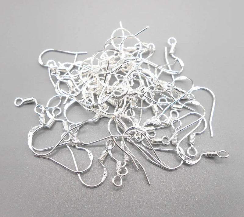 50PCS 15MM 925 Sterling Silver French Hook Earrings Ear Wires