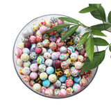 50PCS 15mm Flower Grass Print Silicone Beads Baby Teething BPA DIY Sensory Toy