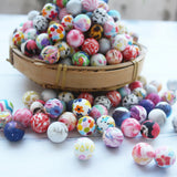 50PCS 15mm Flower Grass Print Silicone Beads Baby Teething BPA DIY Sensory Toy