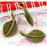 50PCS Antique Bronze Tree Leaf Charms Pendants DIY Jewelry Findings 16x27.5MM