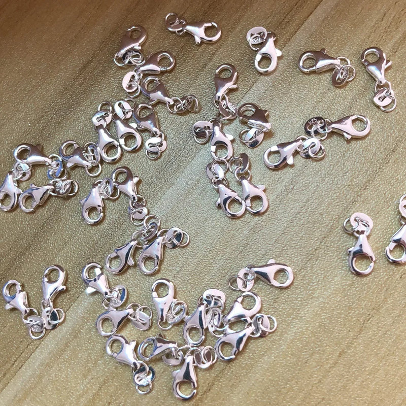 50PCS 17x6MM 925 Silver Water Drop Lobster Clasp Hooks DIY Jewelry Making