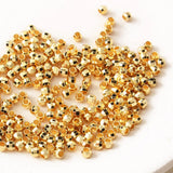 50PCS 18K Plated 3mm Cut Face Bead Bracelet Necklace Jewelry Findings
