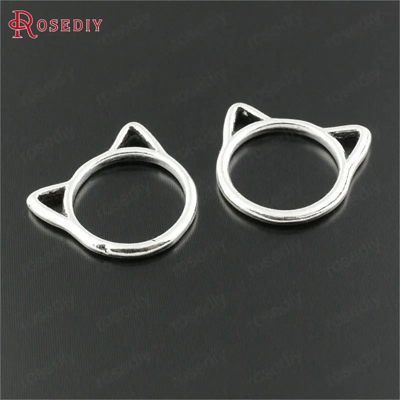 50PCS Cat Rings Charms Jewelry Making Supplies Diy Findings Accessories