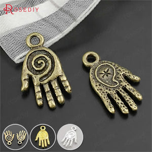 50PCS Antique Bronze Buddha Palm Hand Charms Pendants DIY Jewelry Findings
