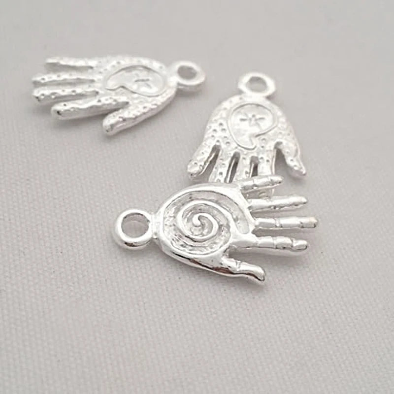 50PCS Antique Bronze Buddha Palm Hand Charms Pendants DIY Jewelry Findings