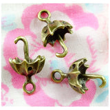 50PCS Antique Bronze Plated Zinc Alloy 3D Umbrella Charms DIY Jewelry Findings