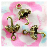 50PCS Antique Bronze Plated Zinc Alloy 3D Umbrella Charms DIY Jewelry Findings