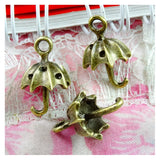 50PCS Antique Bronze Plated Zinc Alloy 3D Umbrella Charms DIY Jewelry Findings