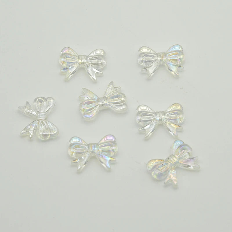 50PCS Colorful Plastic Bows Beads for DIY Earrings Jewelry