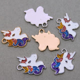 50PCS Enamel Cartoon Unicorn Charms Zinc Alloy Animal Pendant