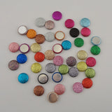 50PCS Glitter Leather Covered Round Buttons Bling Flat Back Beads