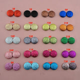 50PCS Glitter Leather Covered Round Buttons Bling Flat Back Beads