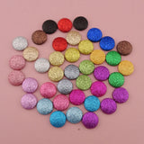 50PCS Glitter Leather Covered Round Buttons Bling Flat Back Beads