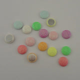 50PCS Glitter Leather Covered Round Buttons Bling Flat Back Beads