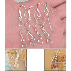 50PCS Silver Earring Findings Hooks For Crystal Stone