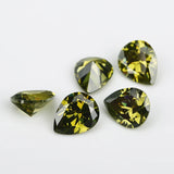 50PCS Olive Green Pear Shape CZ Stone AAAAA Cubic Zirconia DIY Gems