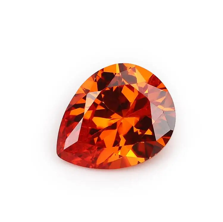 50PCS 2x3~13x18mm Pear CZ Stone Orange AAAAA Synthetic For DIY Jewelry