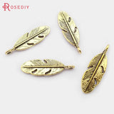 50PCS Antique Silver Feather Charms Pendants Jewelry Making Supplies