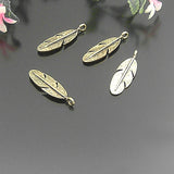 50PCS Antique Silver Feather Charms Pendants Jewelry Making Supplies