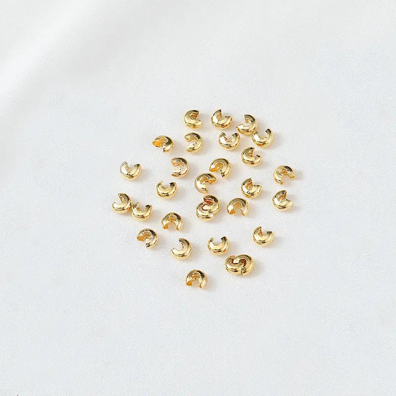 50PCS 3mm/4mm 18k Crimp Bead Covers Stopper Spacer Beads For DIY Jewelry