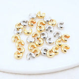 50PCS 3mm/4mm 18k Crimp Bead Covers Stopper Spacer Beads For DIY Jewelry