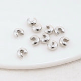 50PCS 3mm/4mm 18k Crimp Bead Covers Stopper Spacer Beads For DIY Jewelry