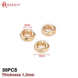 50PCS 4MM 6MM 18K Brass Round Twist Circle Spacer Beads for Jewelry Making