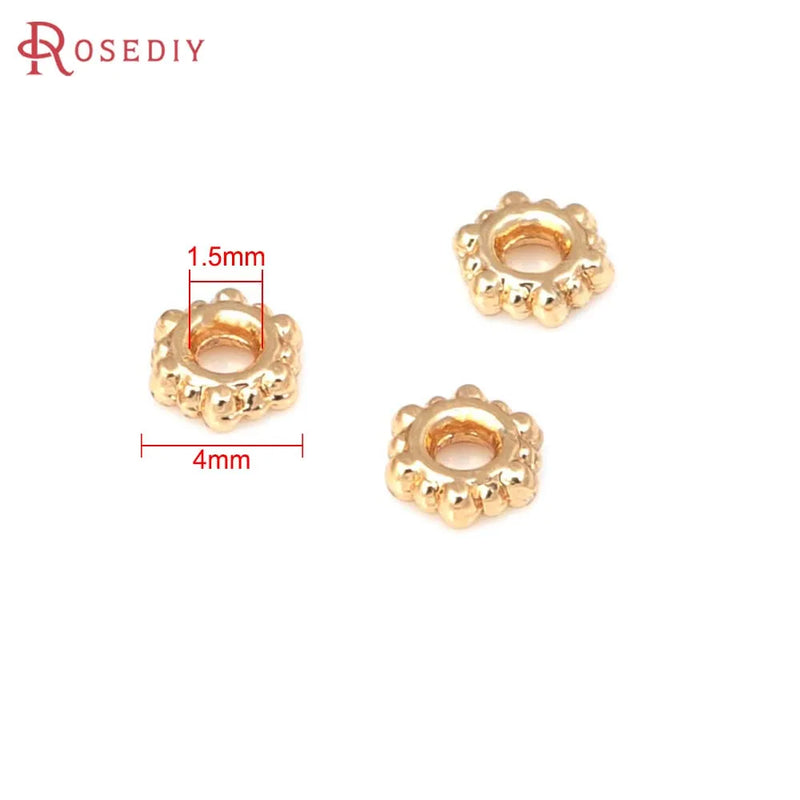 50PCS 4MM 6MM 8MM 18K Brass Spacer Beads Jewelry Making Supplies
